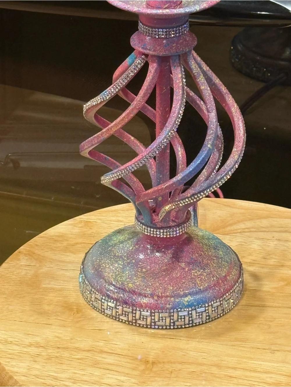 “Rainbow Splash” Swirl Decorative table lamp with rhinestone accents!